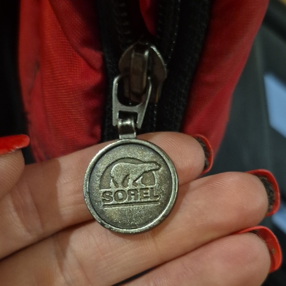 Sorel Red and Black Boots with Zipper - Picture 2 of 4